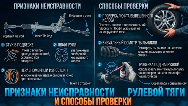 признаки неисправности рулевой тяги